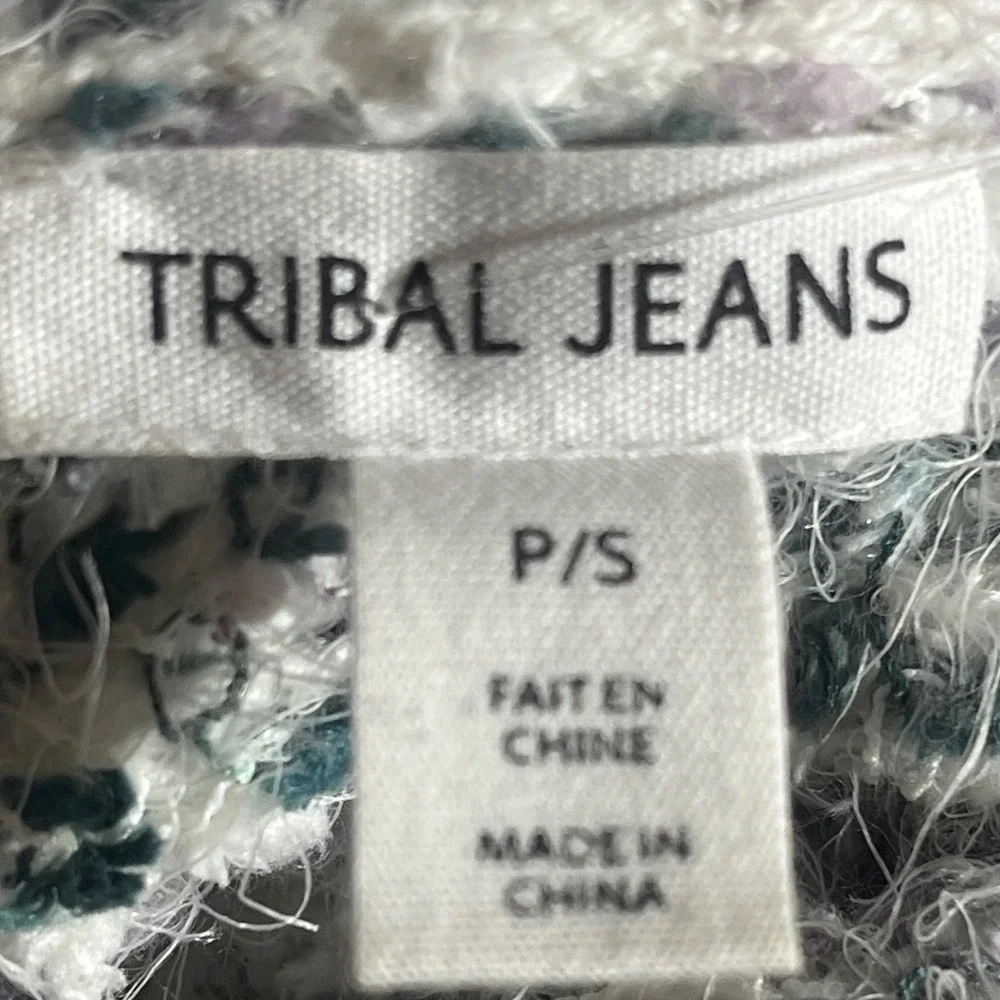 Tribal Jeans Womens Cowl Neck Textured Knit Sweater Green White Purple P/S 7200O